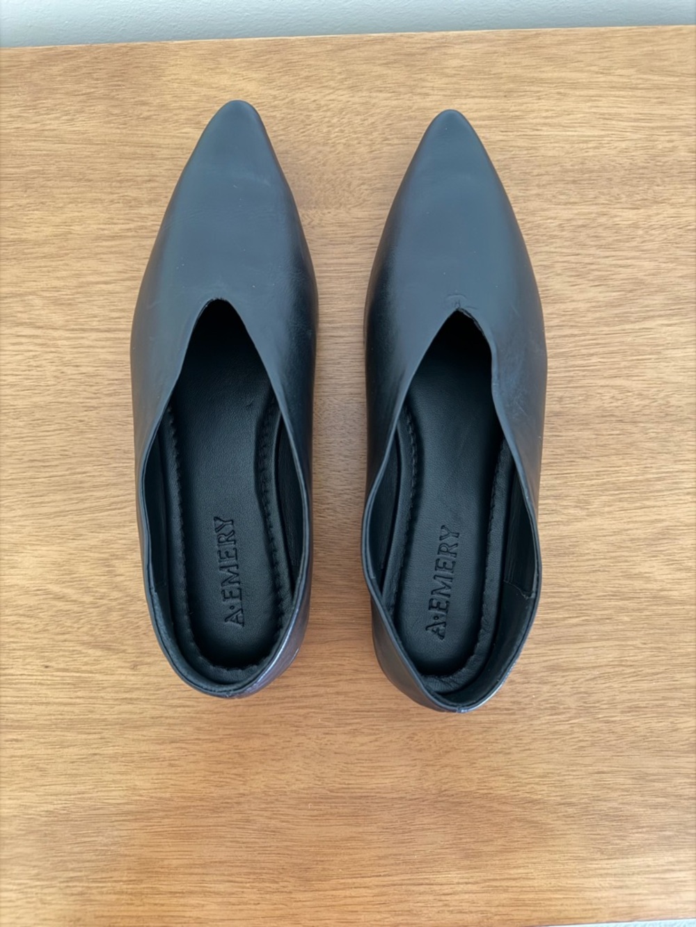 A.Emery Black Pointed Slip-On Women's Flats